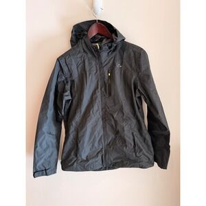 Paradox Jacket Women's Medium Black Polka Dot Hooded Rain Windbreaker